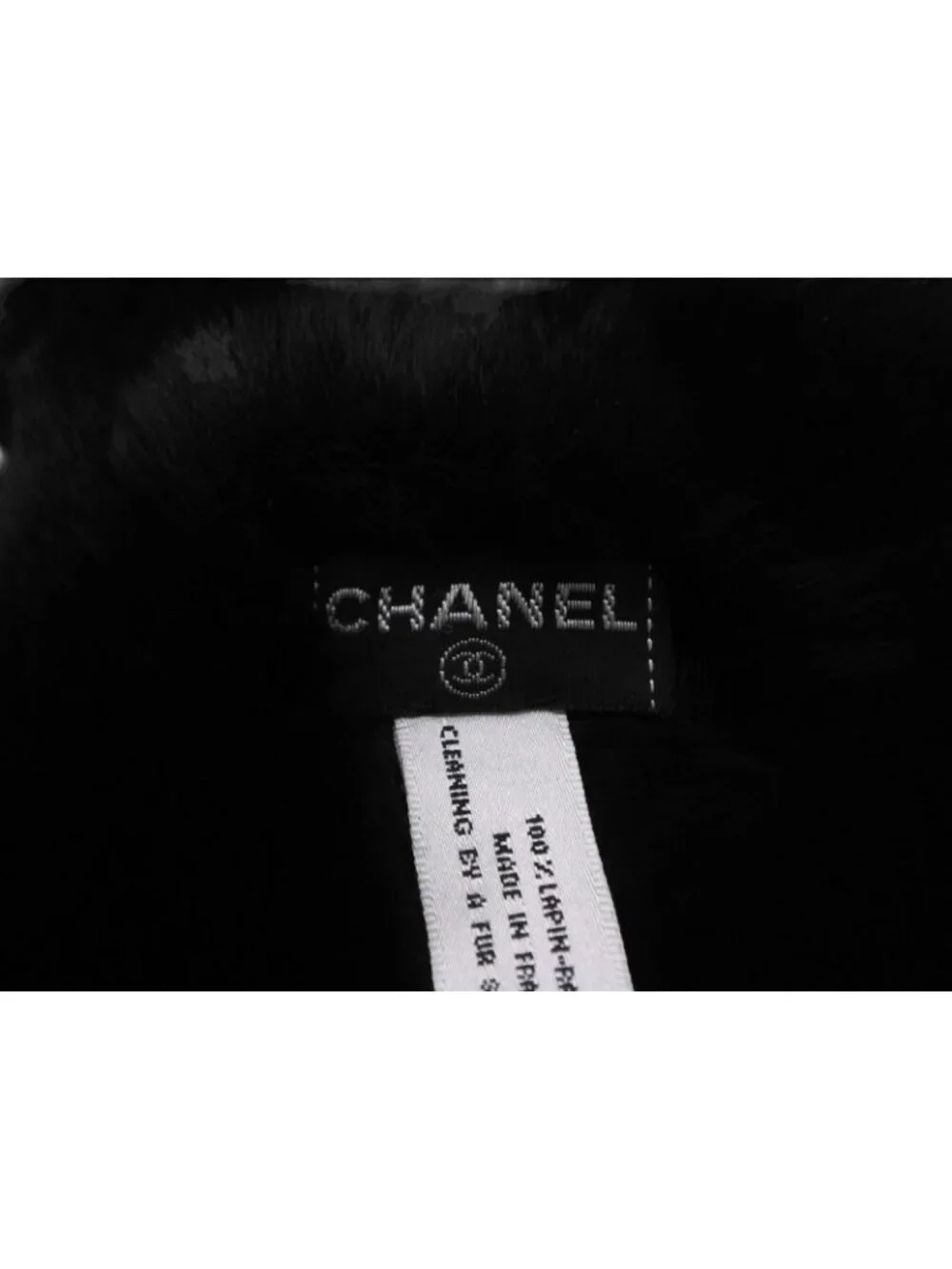 Chanel Big CC Logo Rabbit Neck Warmer Scarf Black White
